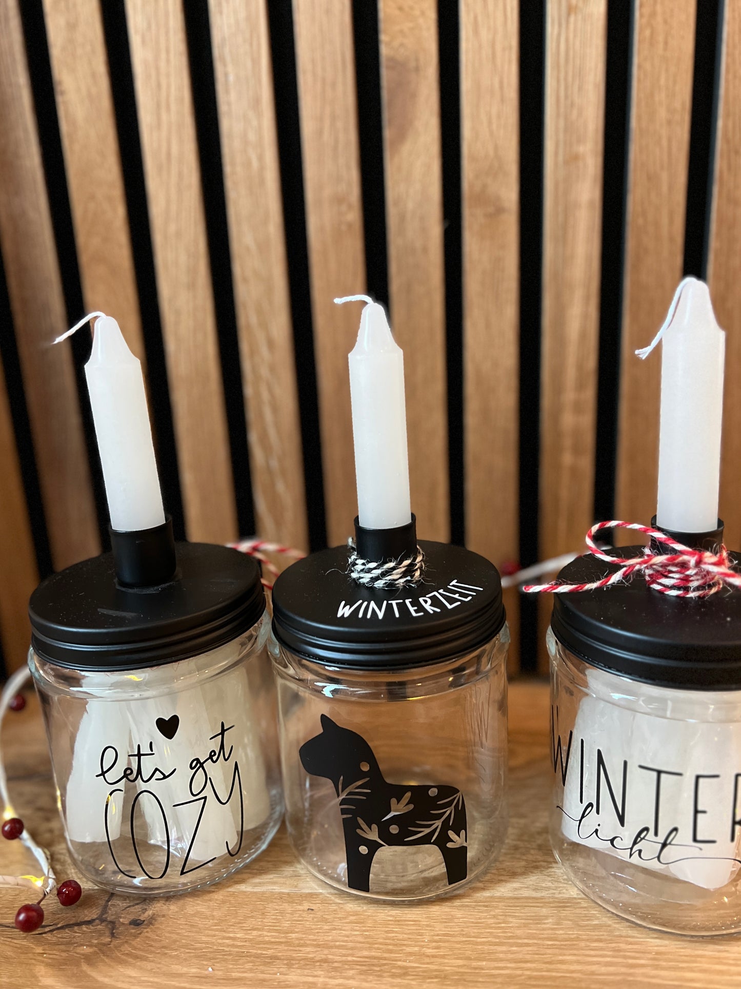 Kerzenglas groß inklusive 6 Kerzen