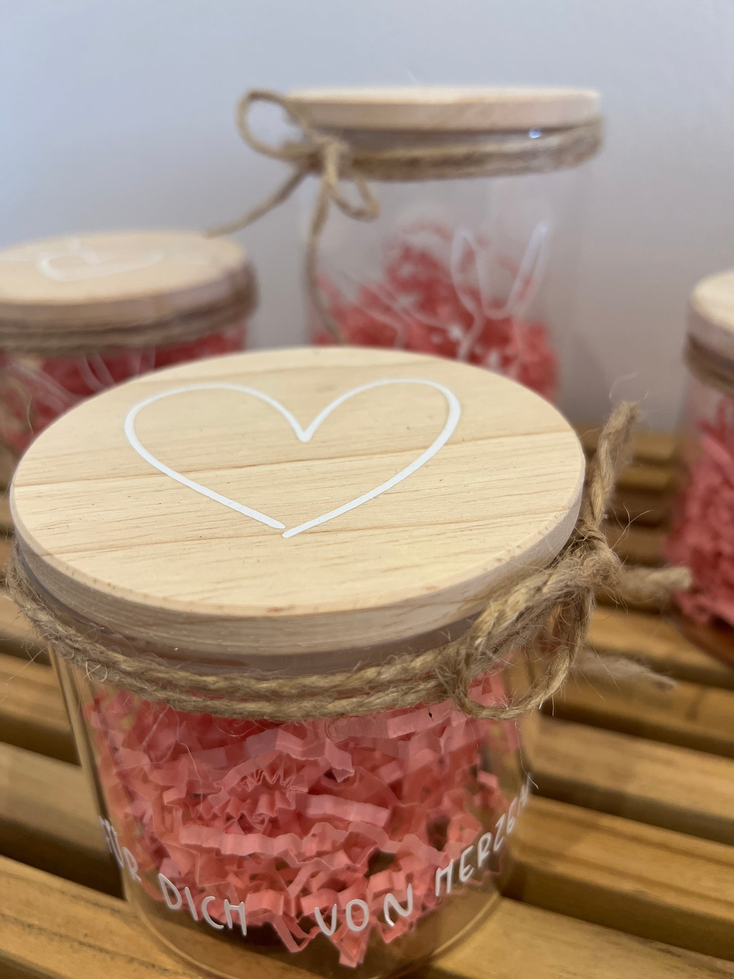 Vorratsglas mit Holzdeckel - div. Designs