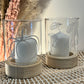 Windlicht mit Holzfuss diverse Designs