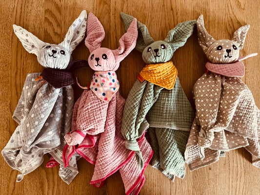 Schmusetuch "Hase" Musselin - personalisierbar