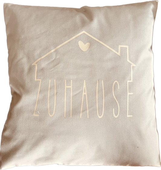 Zierkissen "Zuhause" hellgrau