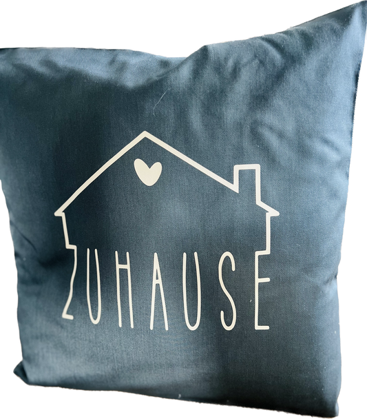 Zierkissen "Zuhause" dunkelgrau
