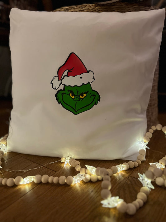 Zierkissen "Grinch"weiß